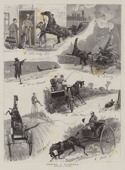 Behind a Scorcher by John Charles Dollman